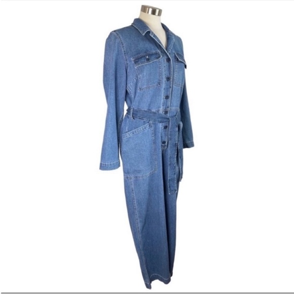 MADEWELL NWT Claireville Denim Tie-Waist Jumpsuit size L - Picture 4 of 12